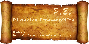 Pinterics Bonaventúra névjegykártya